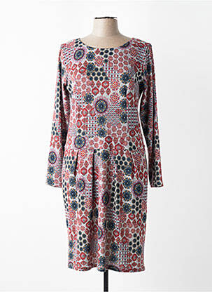 Robe mi-longue imprimé fleurs manches longues gris PLURIELLES femme