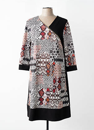 Robe mi-longue manches 3/4 manches 3/4 noir PLURIELLES femme
