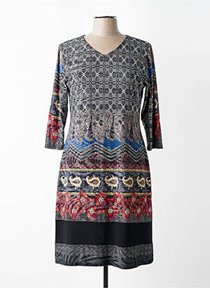 Robe mi-longue manches 3/4 manches 3/4 gris GEVANA femme