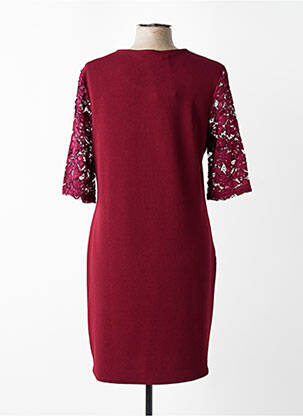 Robe mi-longue tissage crêpe manches courtes rouge PLURIELLES femme