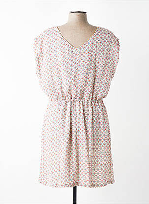 Robe courte manches courtes manches courtes beige C'EST BEAU LA VIE femme