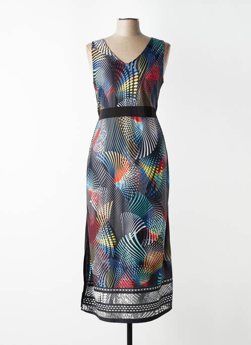 Robe longue imprimé fantaisie sans manche bleu FRANCE RIVOIRE femme