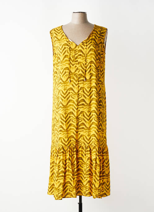 Robe mi-longue coupe évasée sans manche jaune TELMAIL femme