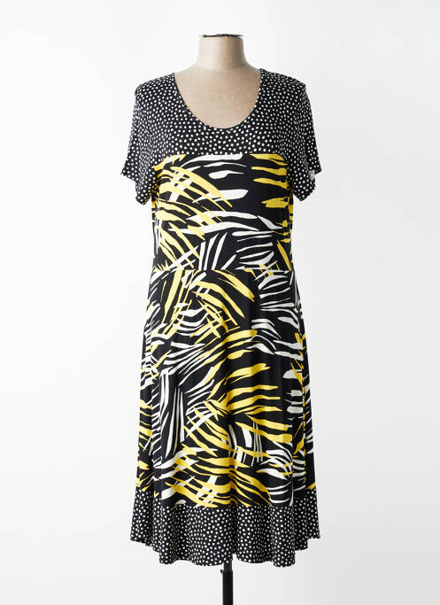 Robe mi-longue coupe évasée manches courtes noir TELMAIL femme