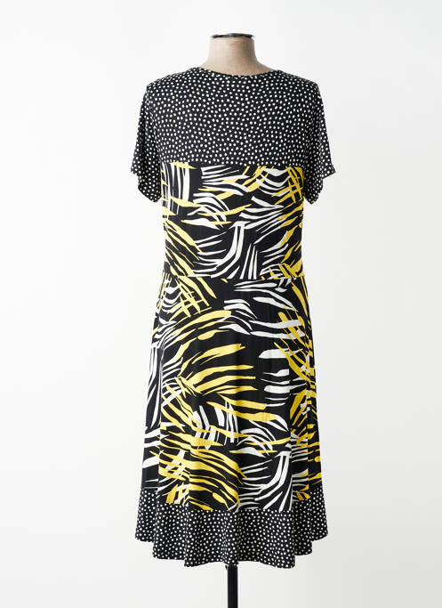 Robe mi-longue coupe évasée manches courtes noir TELMAIL femme