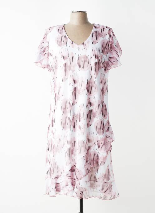 Robe mi-longue imprimé fantaisie manches courtes rose VALMODE femme