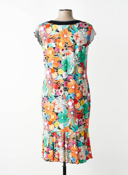 Robe mi-longue imprimé fleurs sans manche orange TELMAIL femme