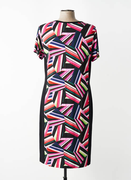 Robe mi-longue imprimé fantaisie manches courtes noir TELMAIL femme