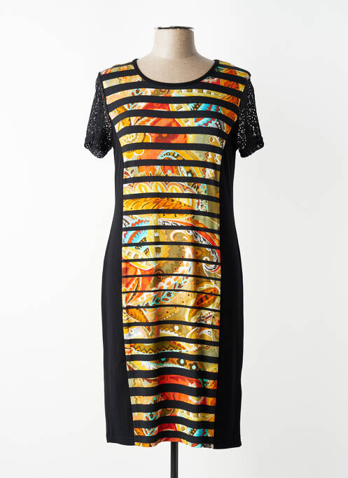 Robe mi-longue manches courtes manches courtes noir TELMAIL femme