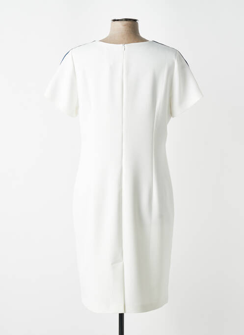 Robe mi-longue imprimé fleurs manches courtes blanc FRANCE RIVOIRE femme