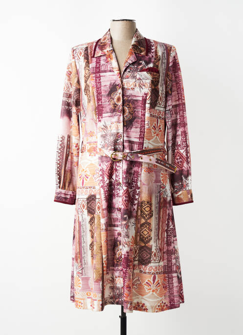 Robe mi-longue imprimé fantaisie manches longues rouge VALMODE femme