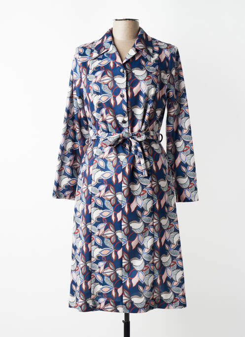 Robe mi-longue imprimé fantaisie manches longues bleu VALMODE femme