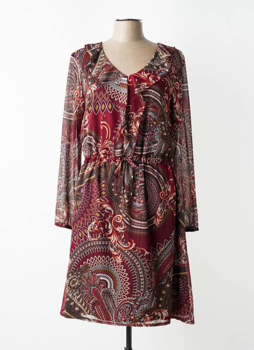 Robe mi-longue manches longues manches longues rouge DIANE LAURY femme