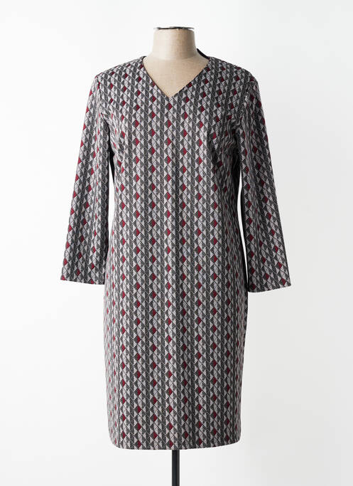 Robe mi-longue imprimé fantaisie manches longues rouge GEVANA femme