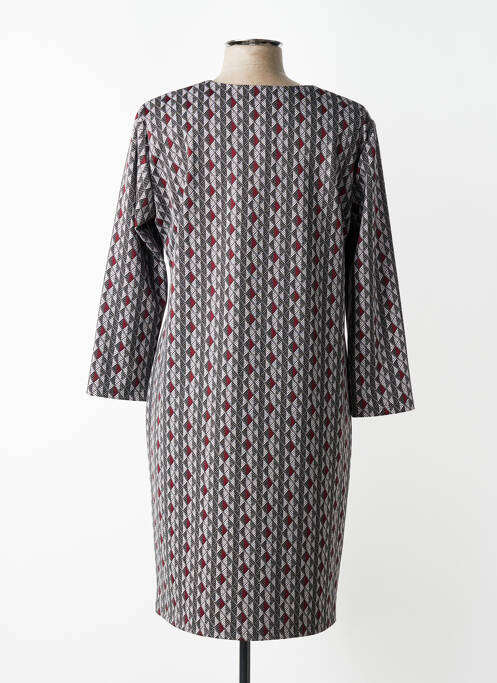 Robe mi-longue imprimé fantaisie manches longues rouge GEVANA femme