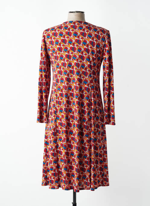 Robe mi-longue imprimé fantaisie manches longues orange GEVANA femme