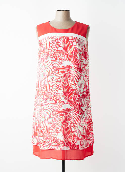 Robe mi-longue tissage crêpe sans manche rouge DIANE LAURY femme