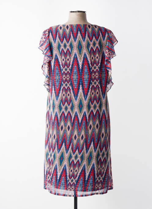 Robe mi-longue imprimé fantaisie manches courtes bleu JEAN DELFIN femme