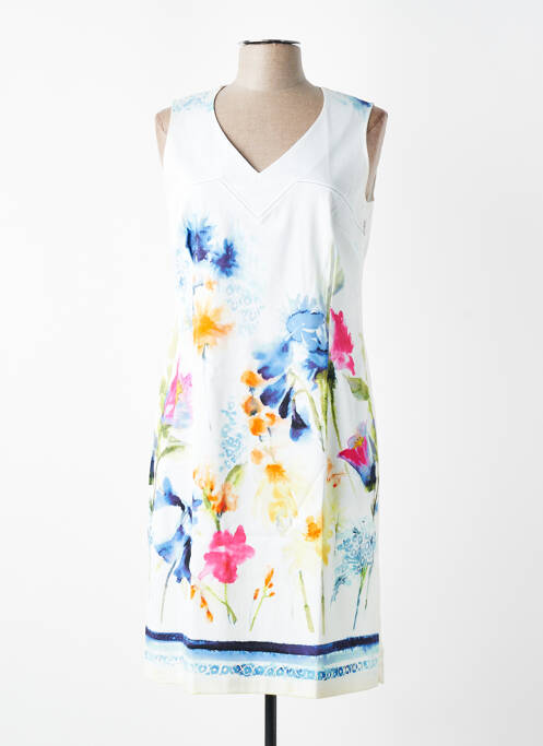 Robe mi-longue imprimé fleurs sans manche blanc JEAN DELFIN femme