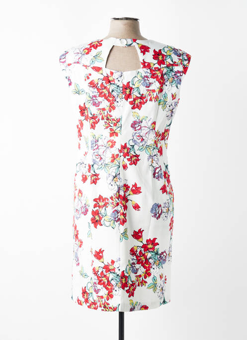 Robe mi-longue imprimé fleurs manches courtes blanc GEVANA femme
