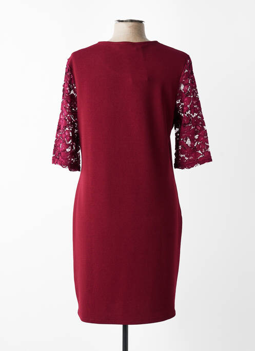 Robe mi-longue tissage crêpe manches courtes rouge PLURIELLES femme