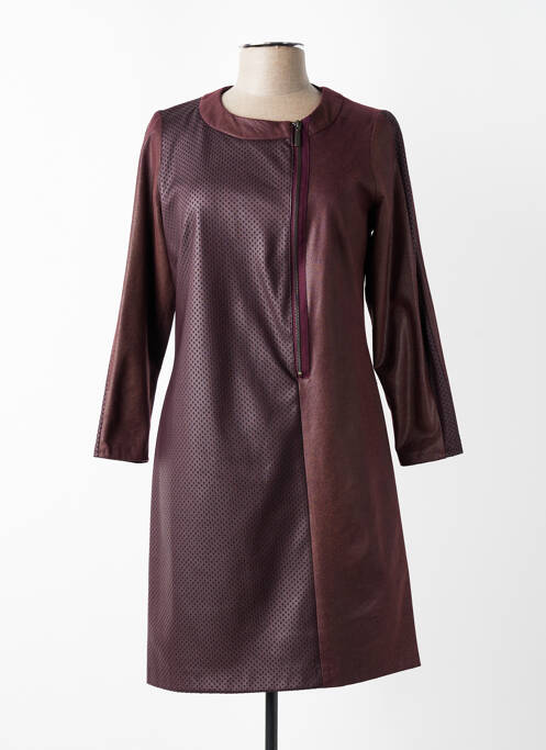 Robe mi-longue manches longues manches longues rouge FRANCE RIVOIRE femme