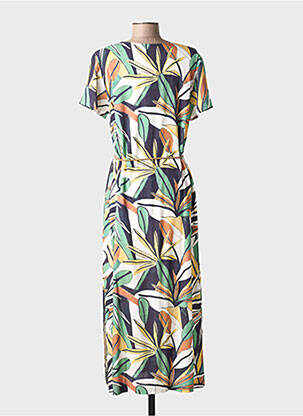 Robe longue imprimé fantaisie manches courtes vert GRIFFON femme