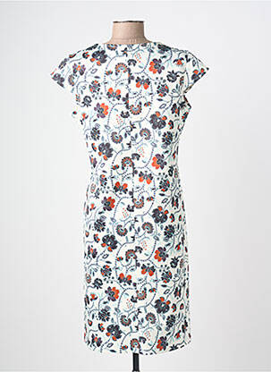 Robe mi-longue imprimé fleurs manches courtes beige PLURIELLES femme