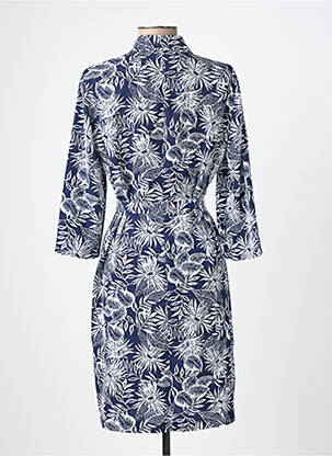Robe mi-longue coupe fluide manches longues bleu GEVANA femme