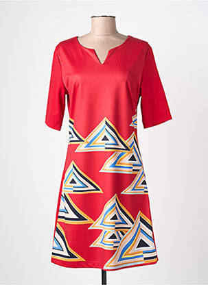 Robe mi-longue manches 3/4 manches 3/4 rouge A BELLE femme