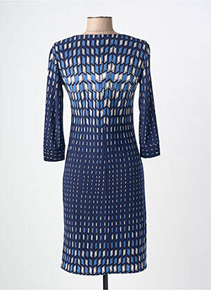 Robe mi-longue imprimé fantaisie manches longues bleu GEVANA femme