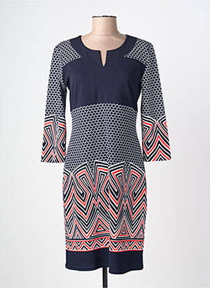 Robe mi-longue manches longues manches longues bleu GEVANA femme
