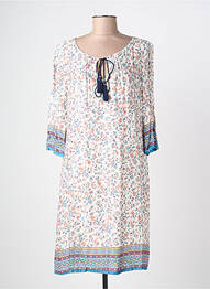 Robe mi-longue coupe fluide manches longues bleu REVER MILE femme