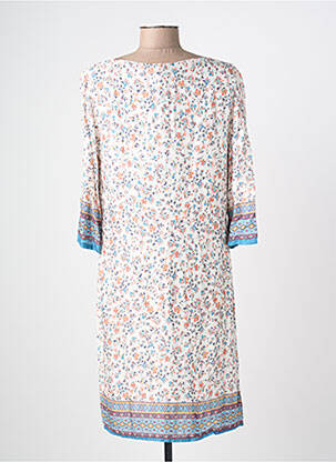 Robe mi-longue imprimé fleurs manches longues bleu REVER MILE femme