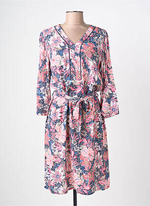 Robe mi-longue coupe fluide manches longues rose DIANE LAURY femme