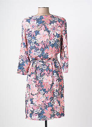 Robe mi-longue coupe fluide manches longues rose DIANE LAURY femme