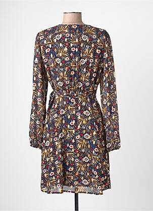 Robe mi-longue imprimé fleurs manches longues bleu MAJOLICA femme