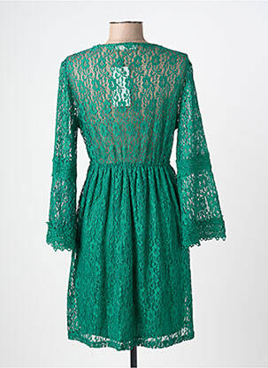 Robe mi-longue coupe fluide manches longues vert IKOONE&BIANKA femme