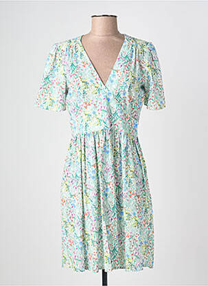 Robe mi-longue coupe fluide manches courtes vert C'EST BEAU LA VIE femme