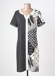 Robe mi-longue imprimé fantaisie manches courtes blanc FRANCE RIVOIRE femme