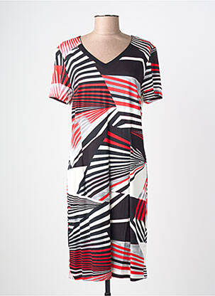 Robe mi-longue tissage crêpe manches courtes rouge GEVANA femme