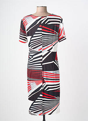 Robe mi-longue tissage crêpe manches courtes rouge GEVANA femme