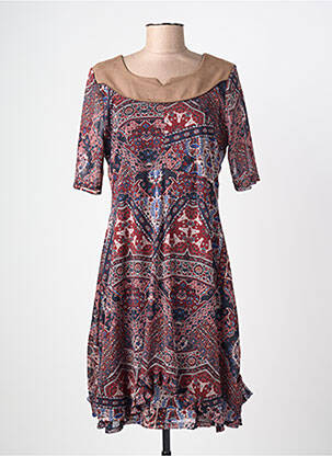 Robe mi-longue coupe fluide manches courtes bleu DIANE LAURY femme