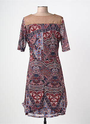 Robe mi-longue coupe fluide manches courtes bleu DIANE LAURY femme