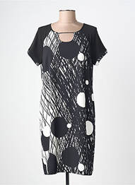 Robe mi-longue imprimé fantaisie manches courtes noir TELMAIL femme