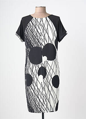 Robe mi-longue imprimé fantaisie manches courtes noir TELMAIL femme