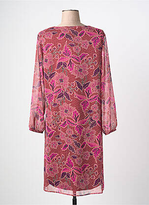 Robe mi-longue tissage crêpe manches longues rose GRIFFON femme