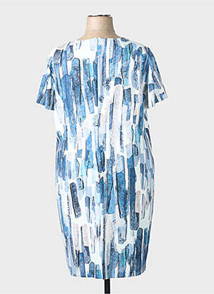 Robe mi-longue imprimé fantaisie manches courtes bleu GEVANA femme
