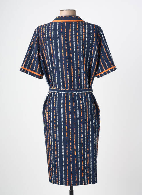 Robe mi-longue imprimé fantaisie manches courtes bleu FRANCE RIVOIRE femme