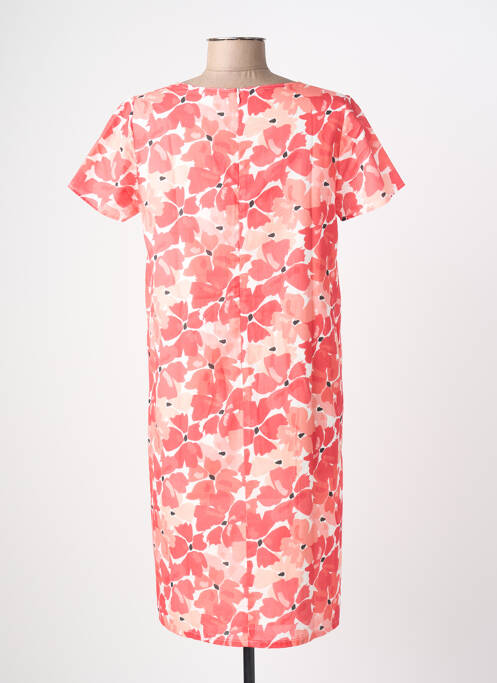 Robe mi-longue imprimé fleurs manches courtes rouge FRANCE RIVOIRE femme